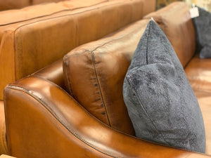 Leonardo 96" Top Grain Leather 2 Cushion Sofa - Daytona Antique