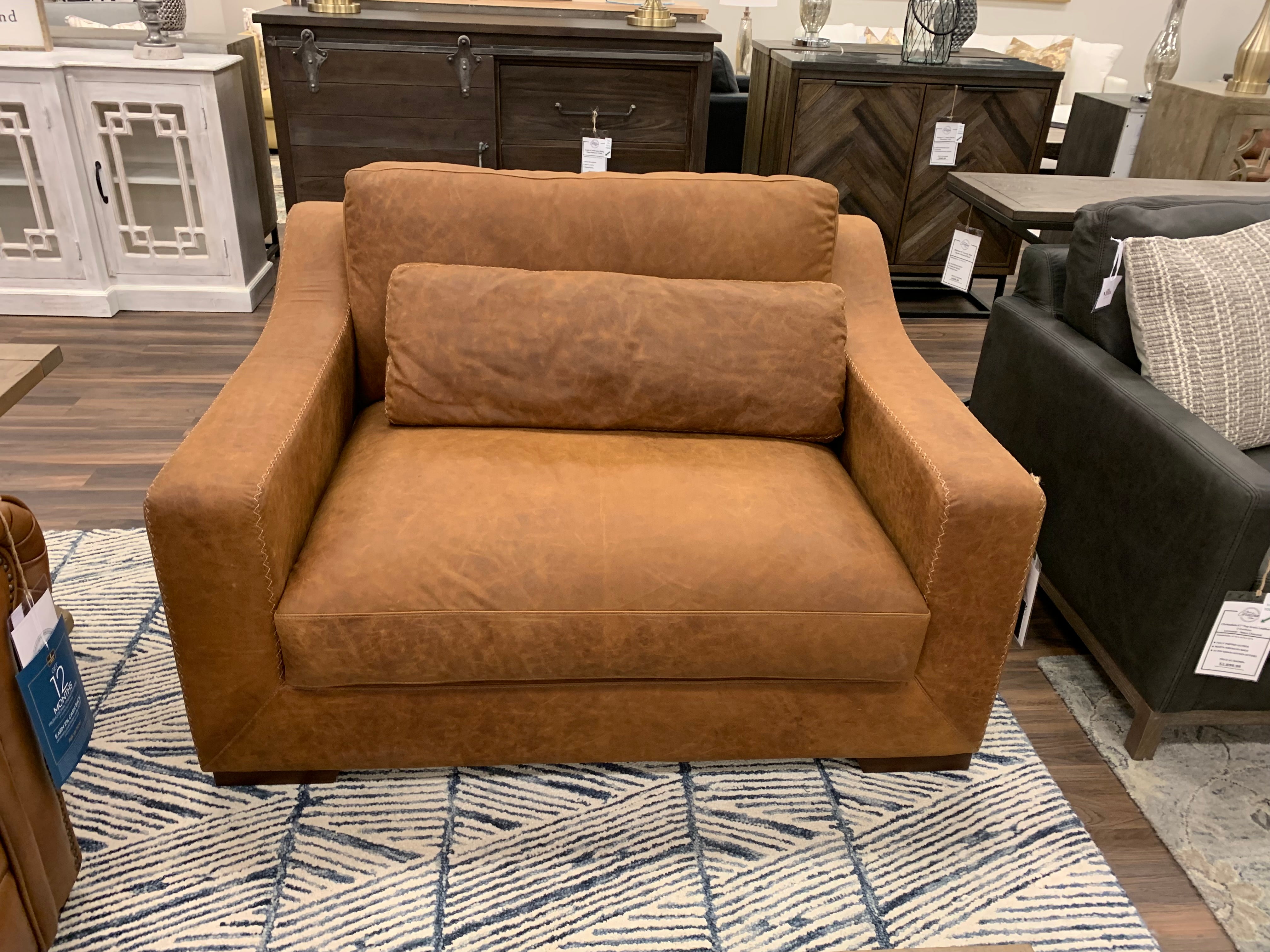 Leonardo 55" Top Grain Leather Chair & Half - Napa Maple