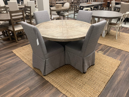 Charleston 53" Round Parquet Dining Table - White Wash - Classic Carolina Home