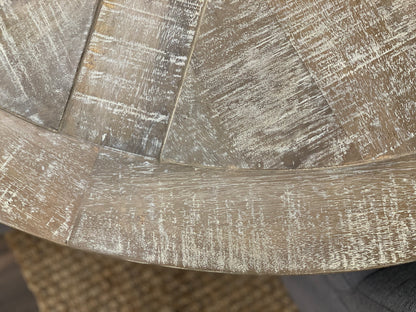 Charleston 53" Round Parquet Dining Table - White Wash - Classic Carolina Home