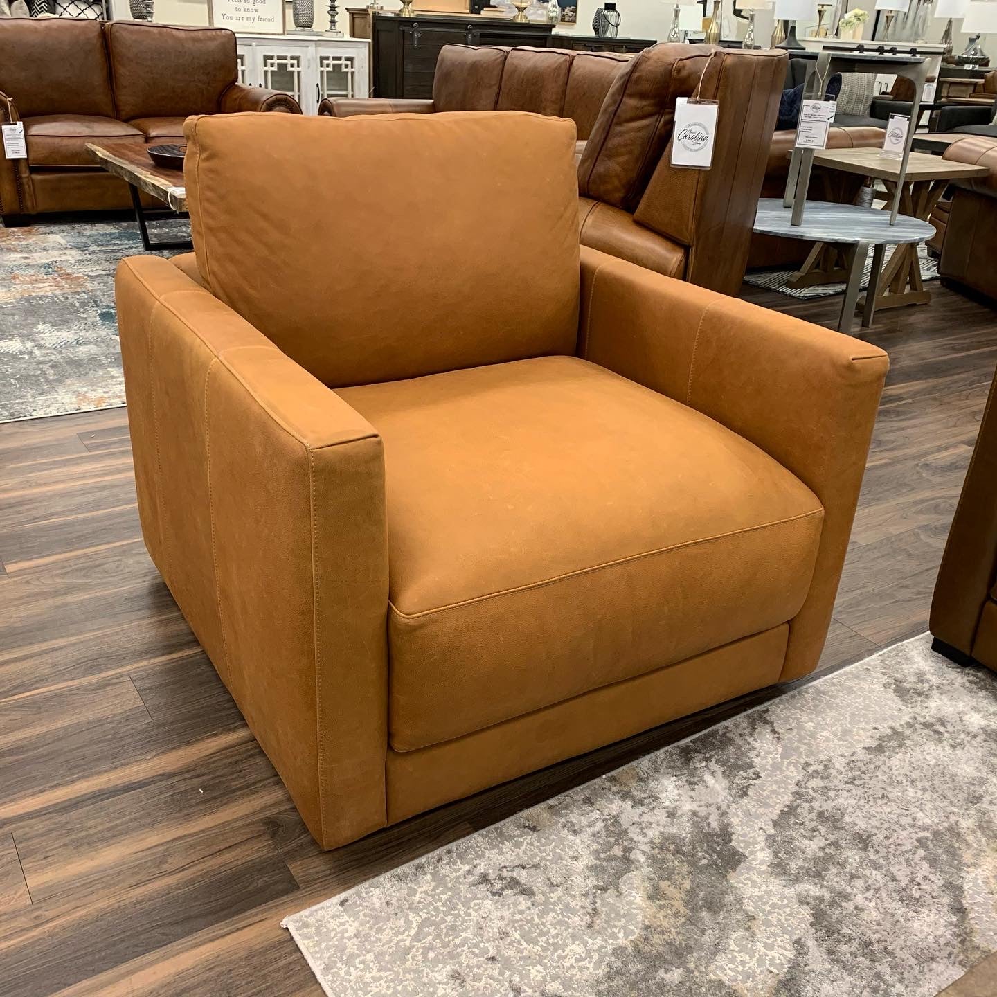 Raphael 39" Top Grain Leather Swivel Chair - Napa Maple