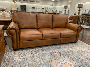 Wallace 92" Top Grain Leather 3 Cushion Sofa - Diva Mustang - Classic Carolina Home