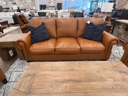 Wallace 92" Top Grain Leather 3 Cushion Sofa - Amadeus Whiskey