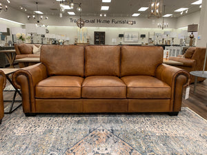 Wallace 92" Top Grain Leather 3 Cushion Sofa - Diva Mustang - Classic Carolina Home