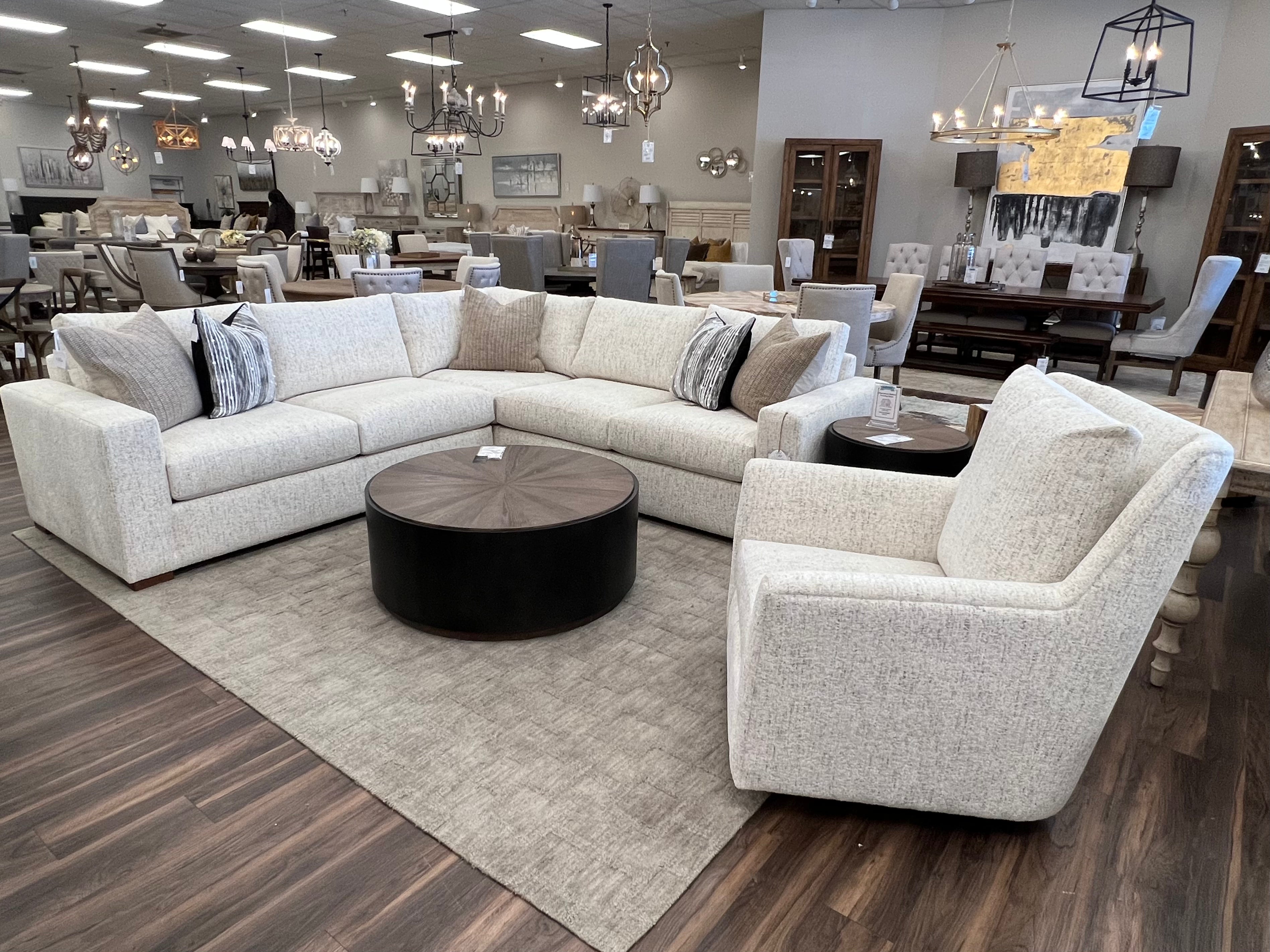 Gretchen Quick Ship 111" x 107" 5 Cushion Wide Track Arm Sectional - Snow Owl