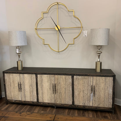 Drake 103" Reclaimed Pine + Travertine 6 Door Sideboard