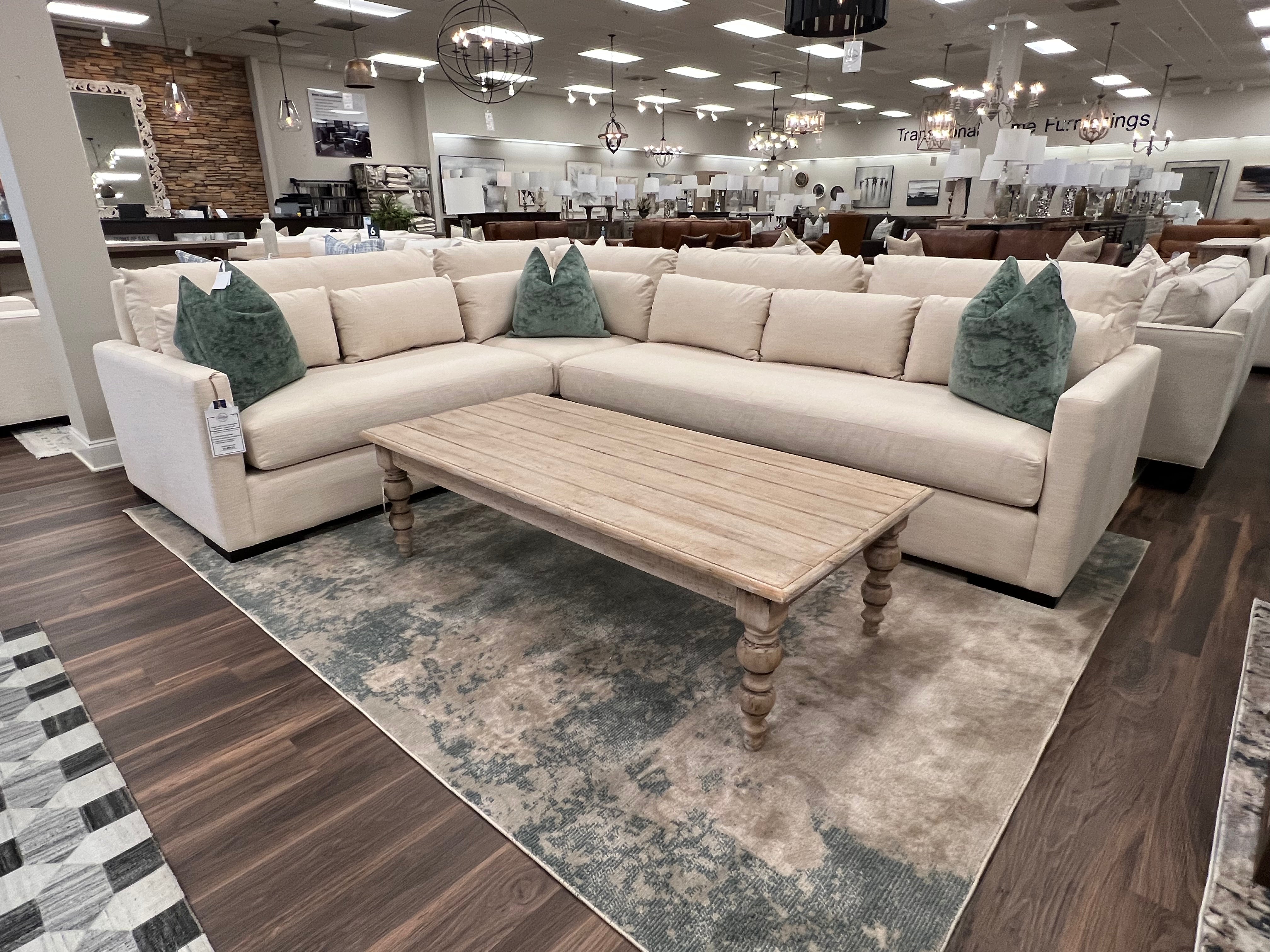 Glenda Express Ship 130" x 104" Bench CushionSectional - Crypton Latte