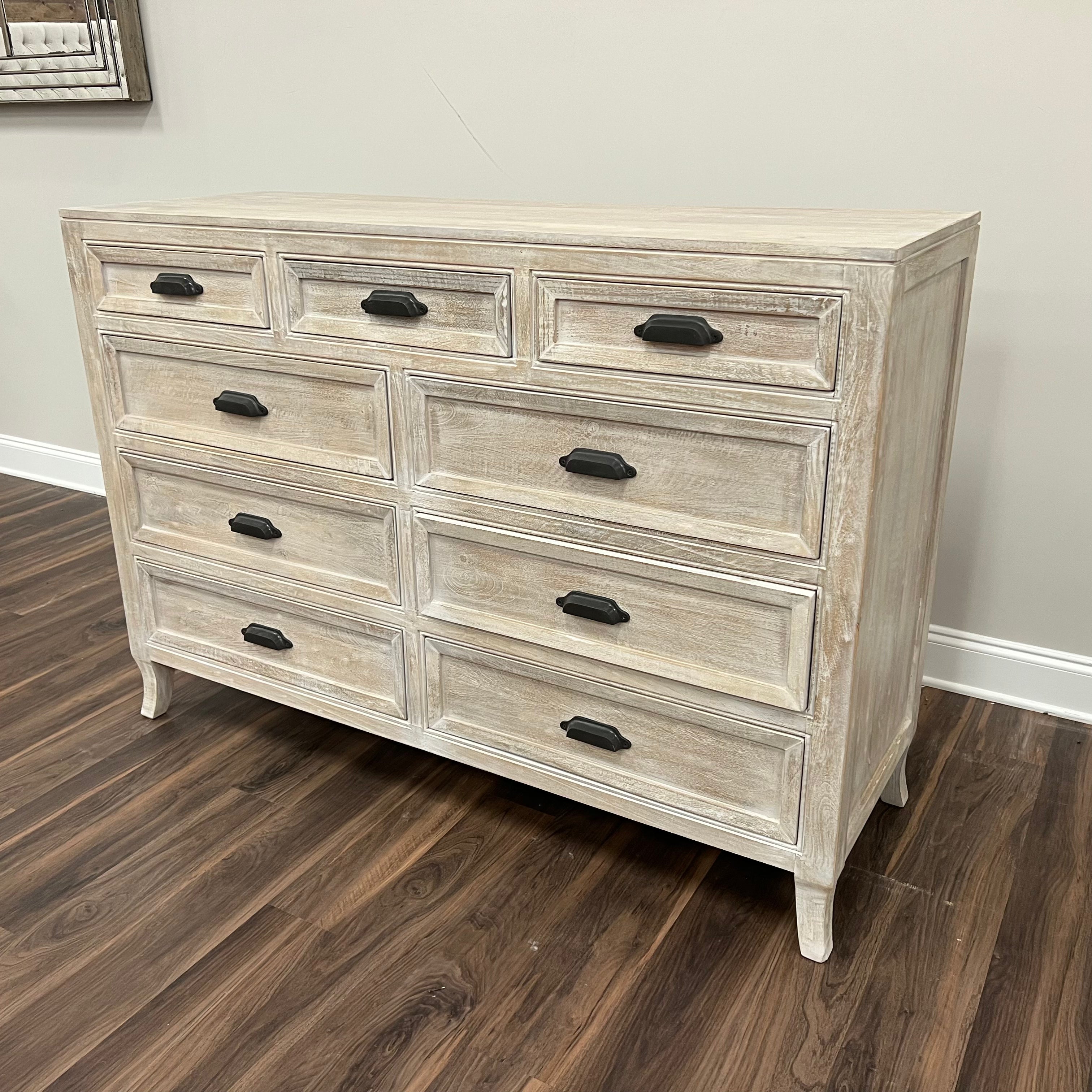 Sophia 60" 9 Drawer Dresser - Washed Blanca