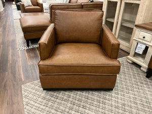 Willis 36" Top Grain Leather Swivel Chair - Cognac