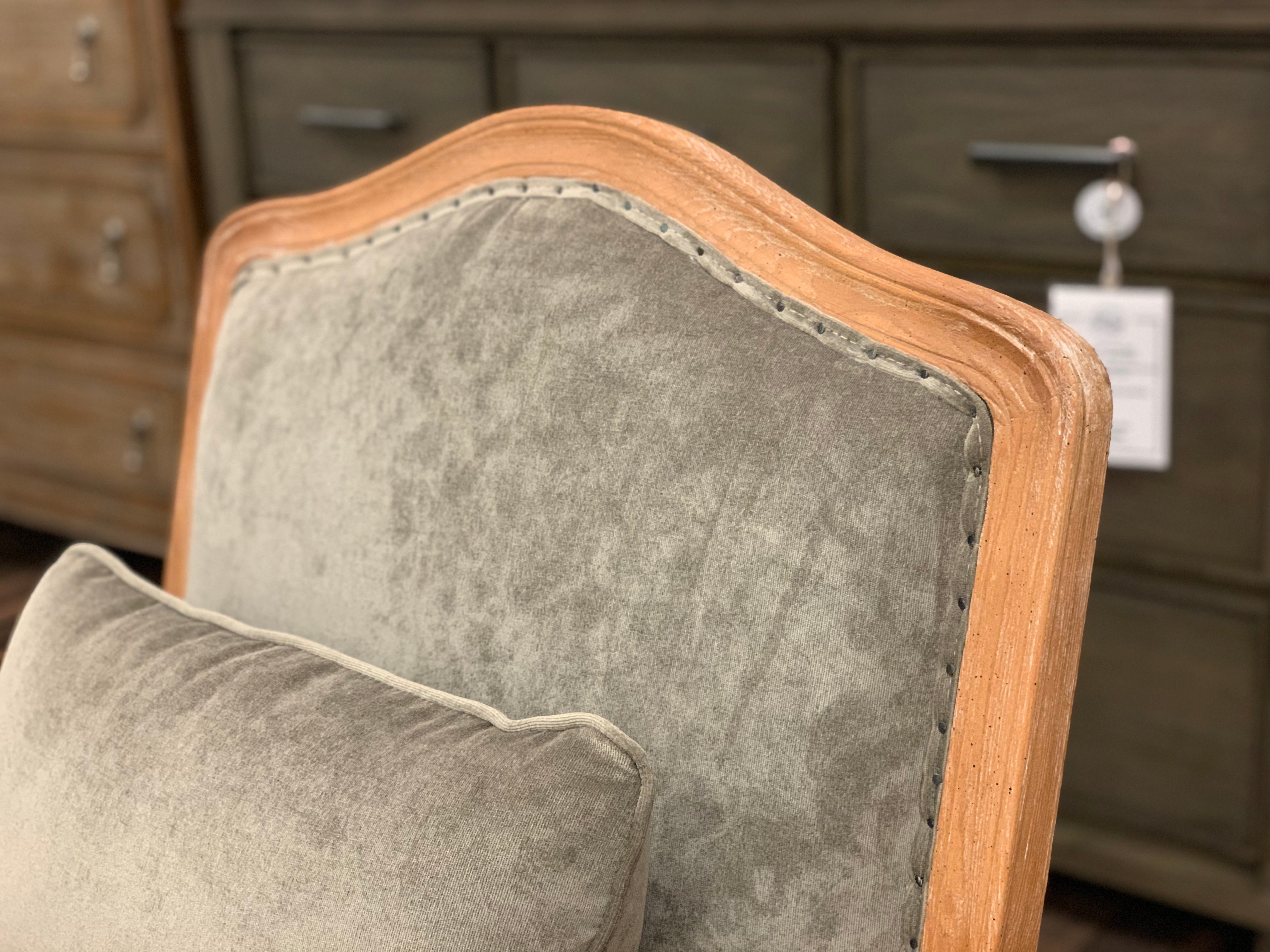 Blair 29" Oak Occasional Chair - Platinum Velvet