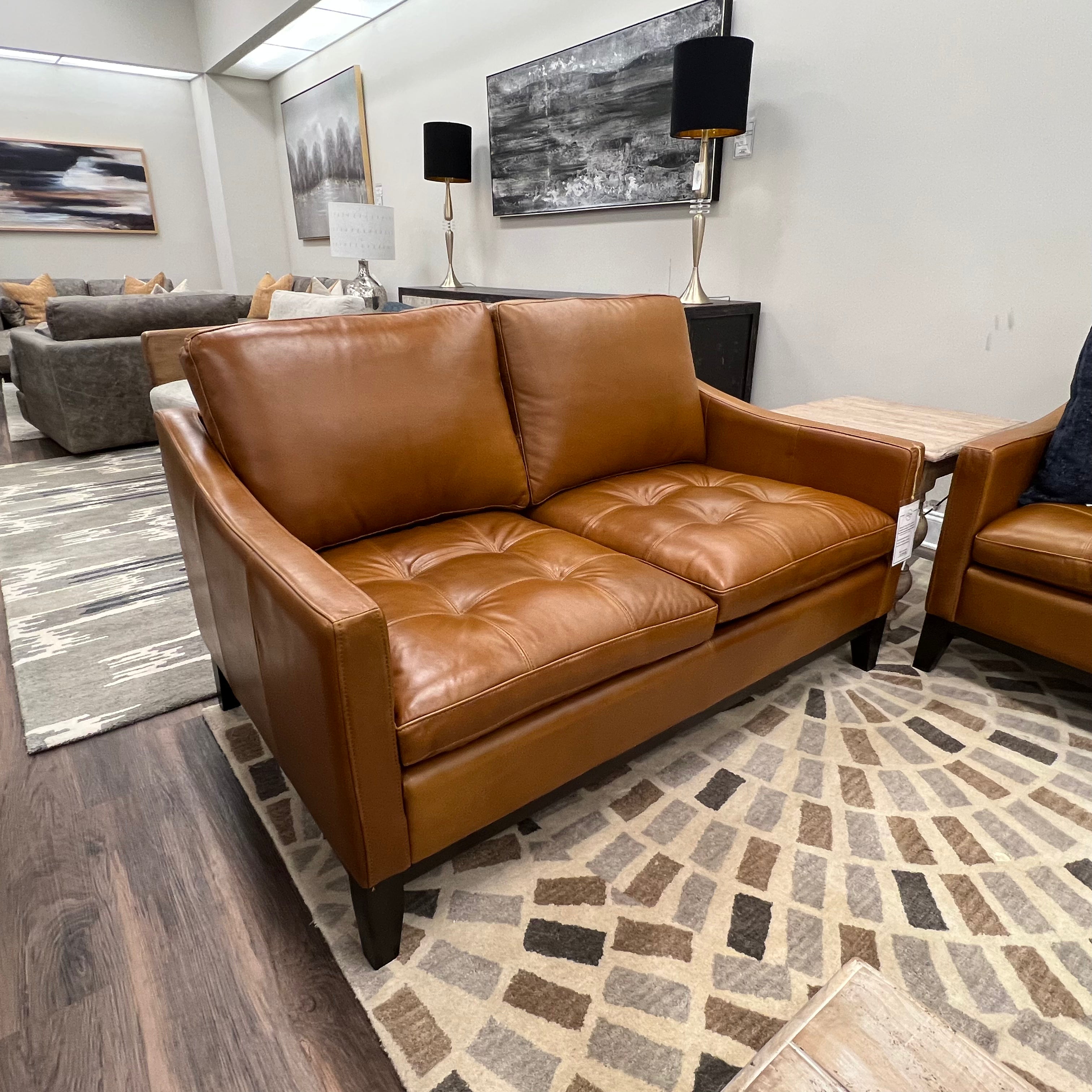 Torrey 61" Tufted Top Grain Leather 2 Cushion Loveseat - Goldenrod