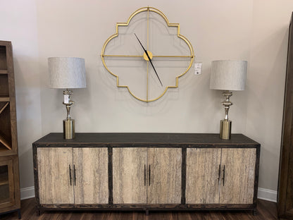Drake 103" Reclaimed Pine + Travertine 6 Door Sideboard
