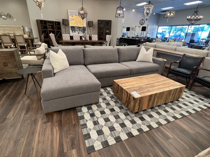 Gretchen Quick Ship 135" Wide Track Arm Sofa + Left Chaise - Performance Graphite