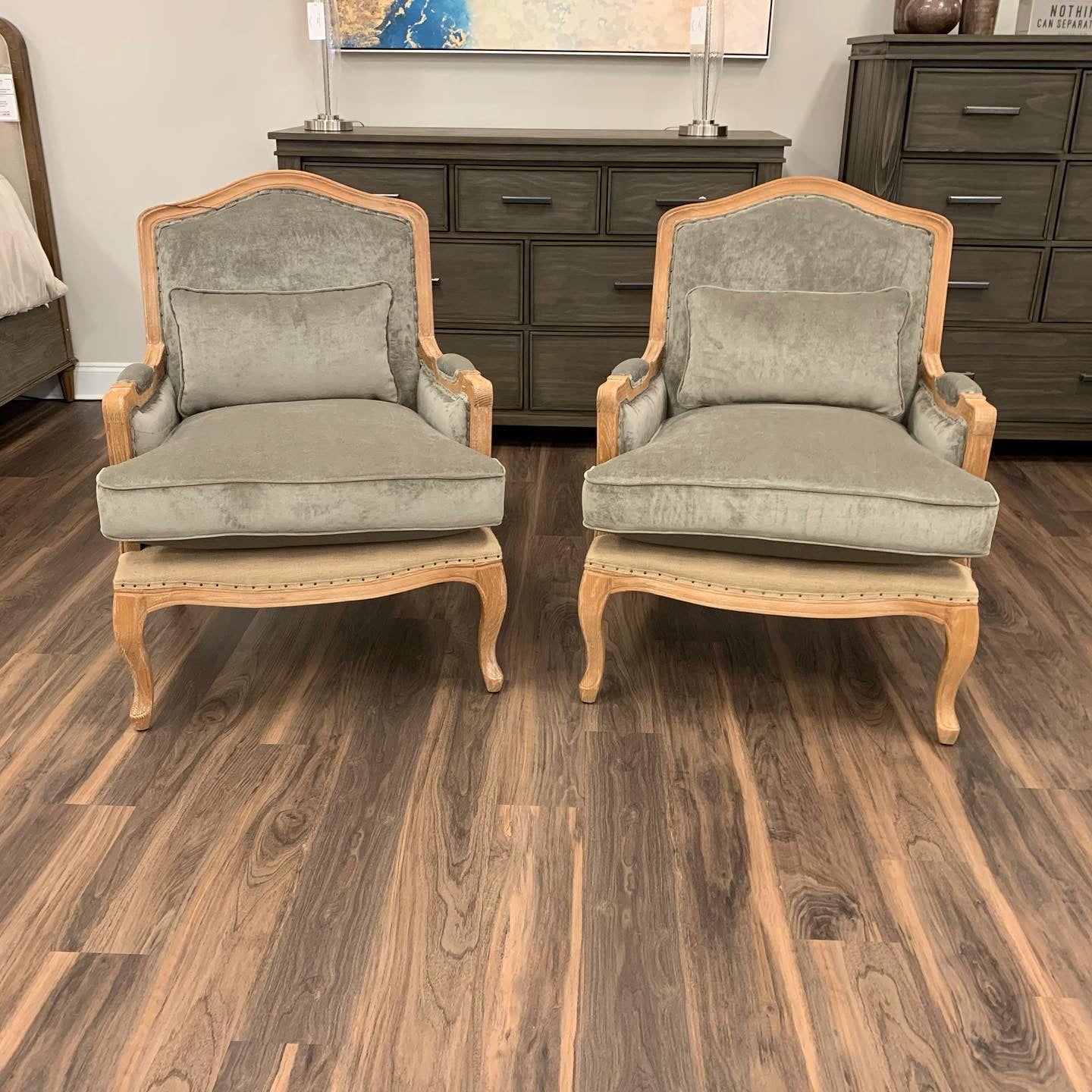 Blair 29" Oak Occasional Chair - Platinum Velvet