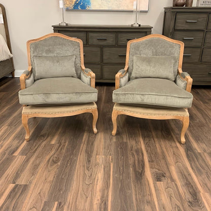 Blair 29" Oak Occasional Chair - Platinum Velvet