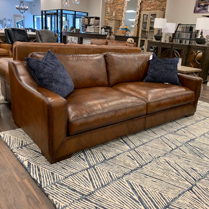 Leonardo 96" Top Grain Leather 2 Cushion Sofa - Daytona Antique