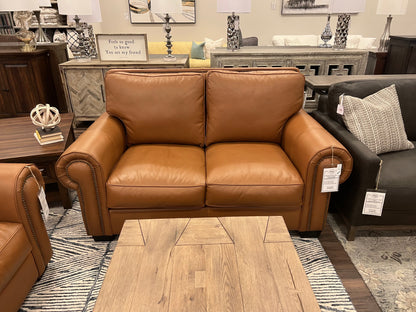 Wallace 68" Top Grain Leather 2 Cushion Loveseat - Amadeus Whiskey