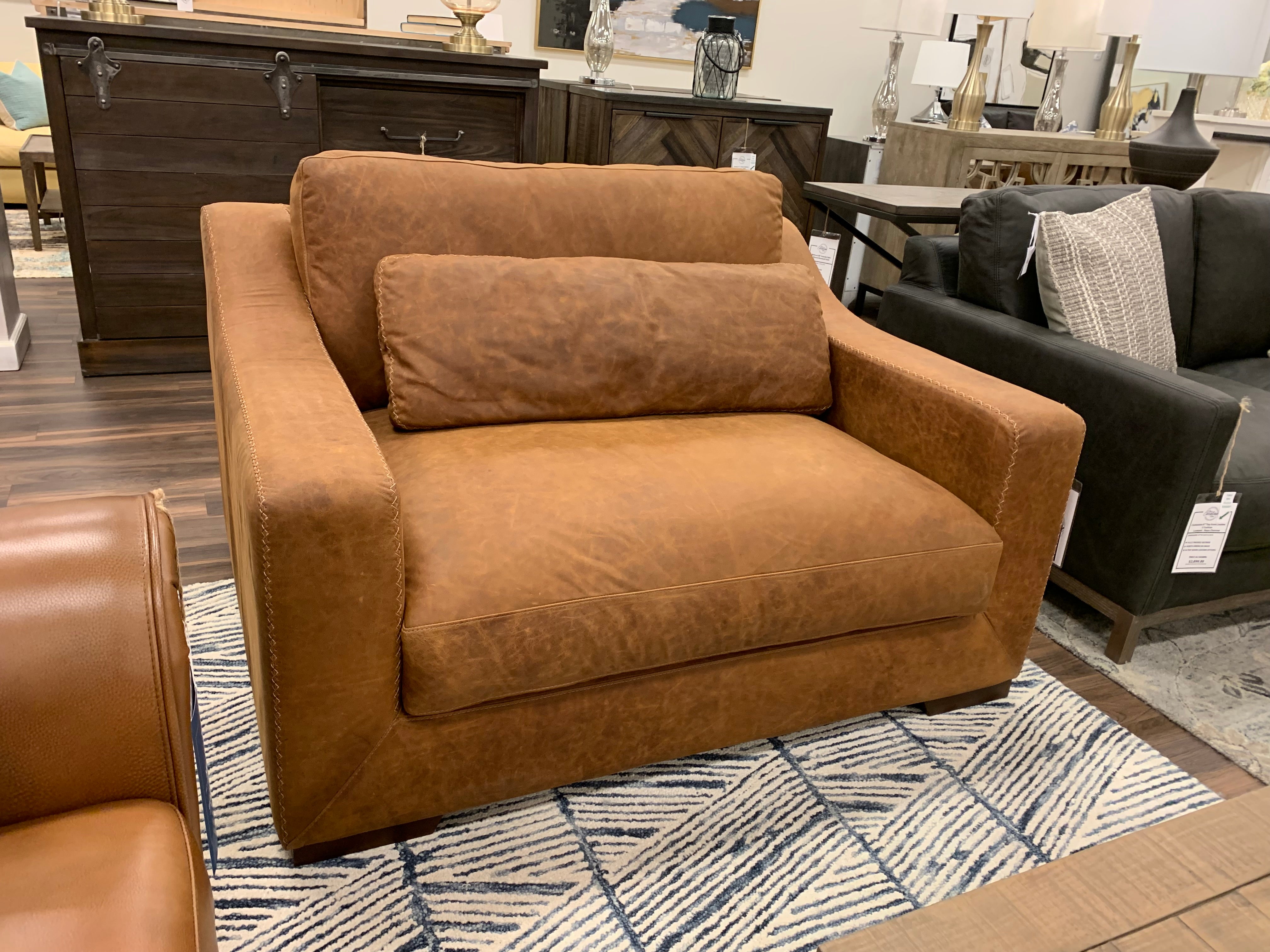 Leonardo 55" Top Grain Leather Chair & Half - Napa Maple