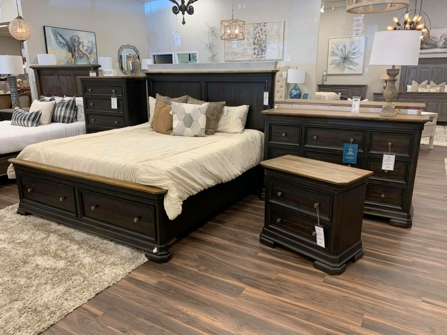 Lewis Mahogany King 2 Drawer Storage Bed - Cocoa - Classic Carolina Home