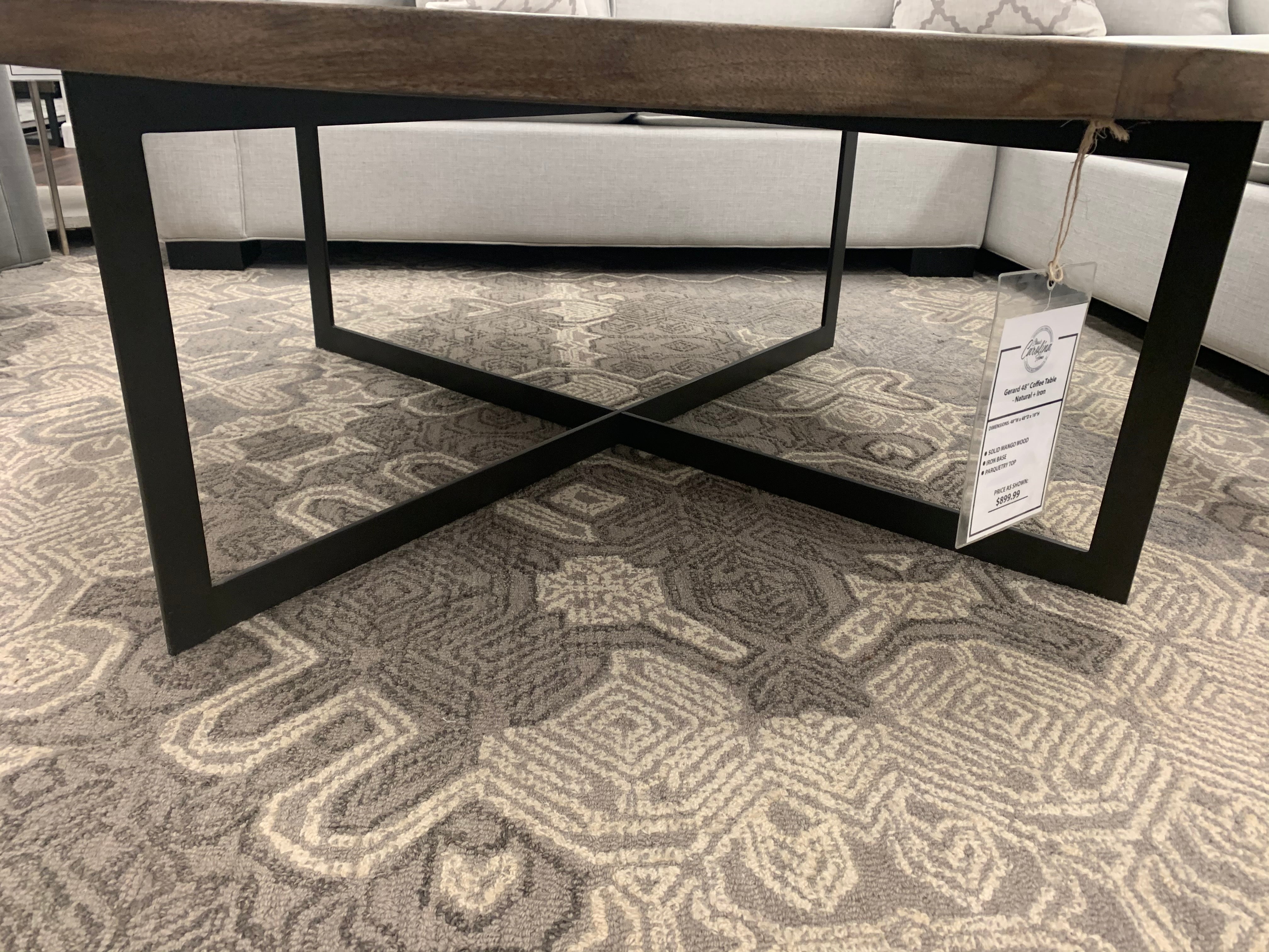 Gerard 48" Coffee Table - Natural + Iron - Classic Carolina Home