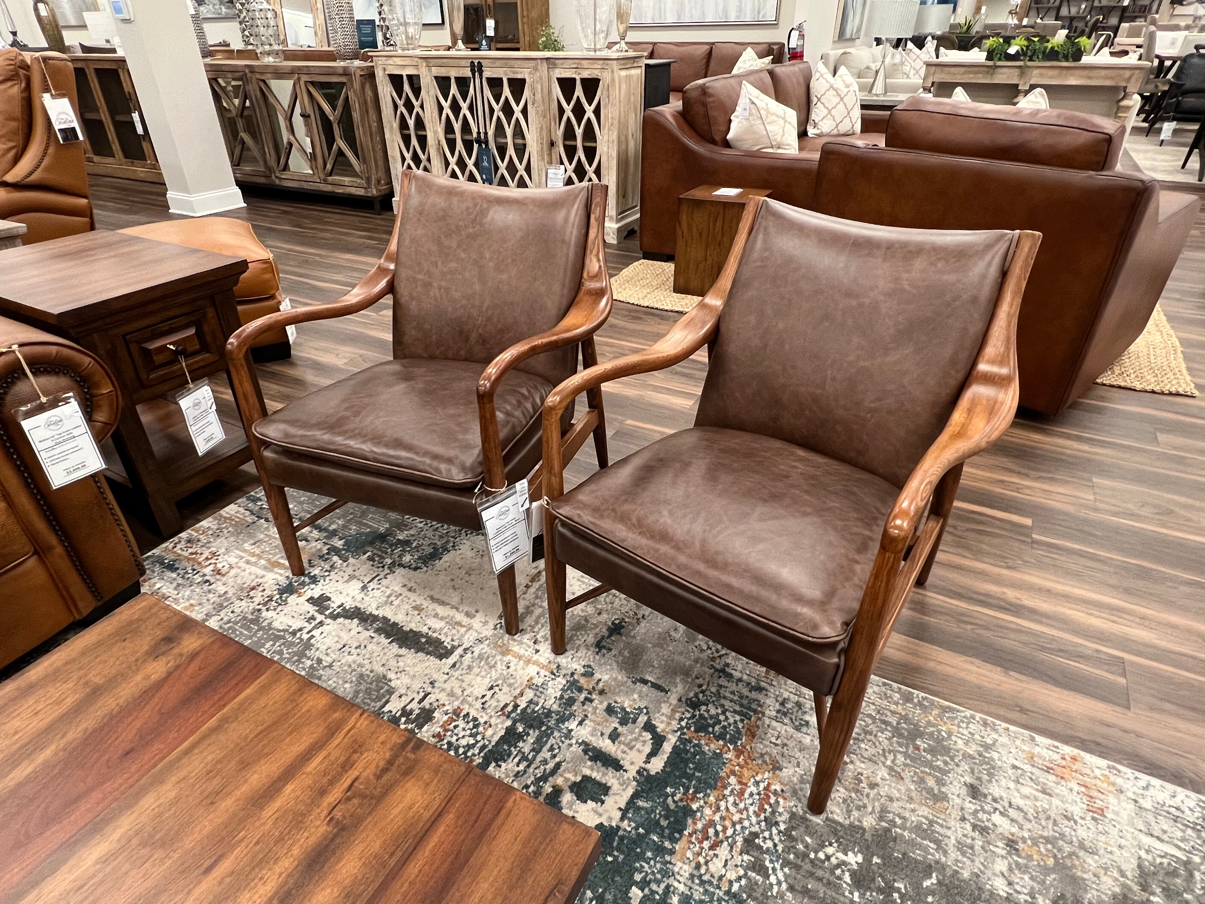 Keyanna Top Grain Leather Club Chair - Rust