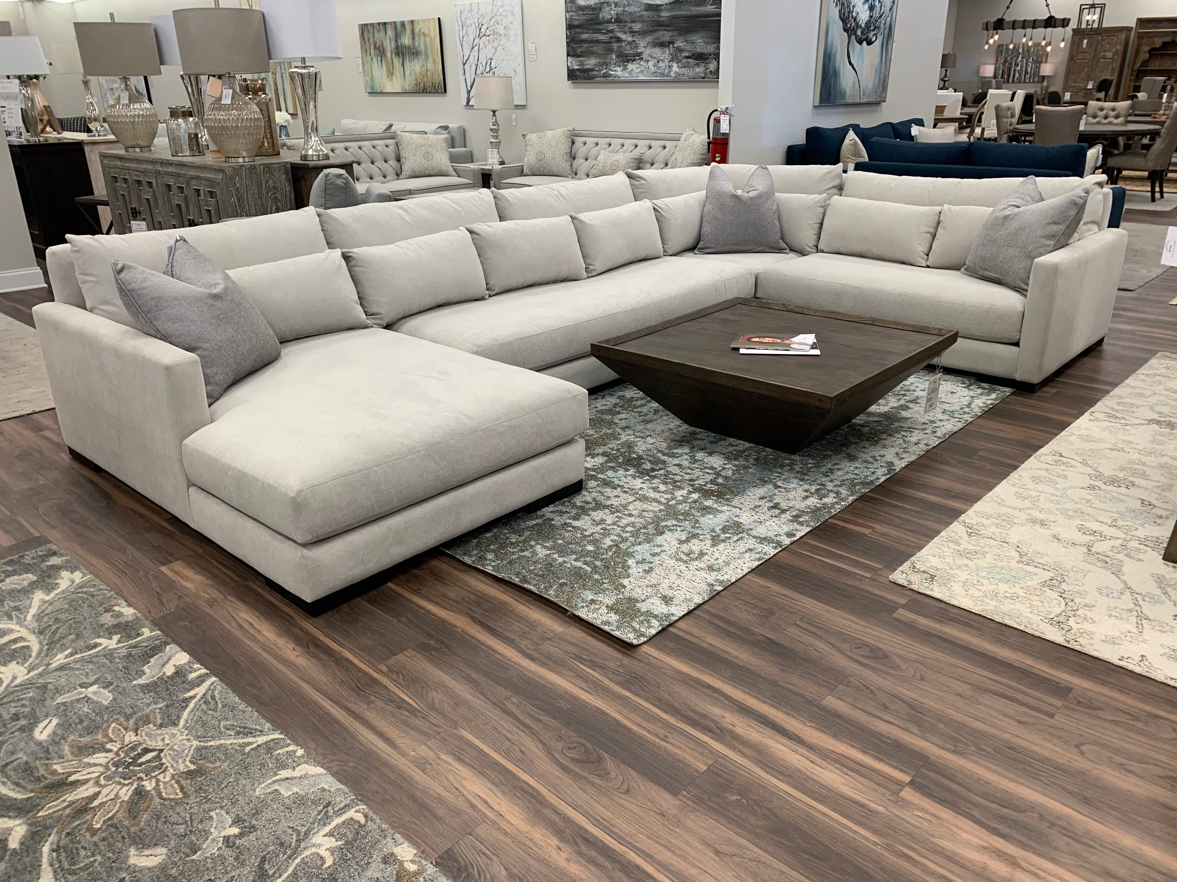 Gloria 170" x 104" Quick Ship Sectional w/LAF Chaise - Platinum - Classic Carolina Home