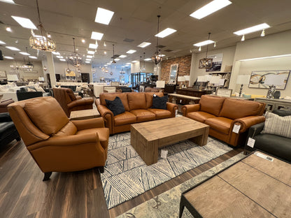 Wallace 92" Top Grain Leather 3 Cushion Sofa - Amadeus Whiskey