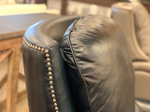 Thaddeus 34" Top Grain Leather Reclining Chair - Soleil Oxford Blue