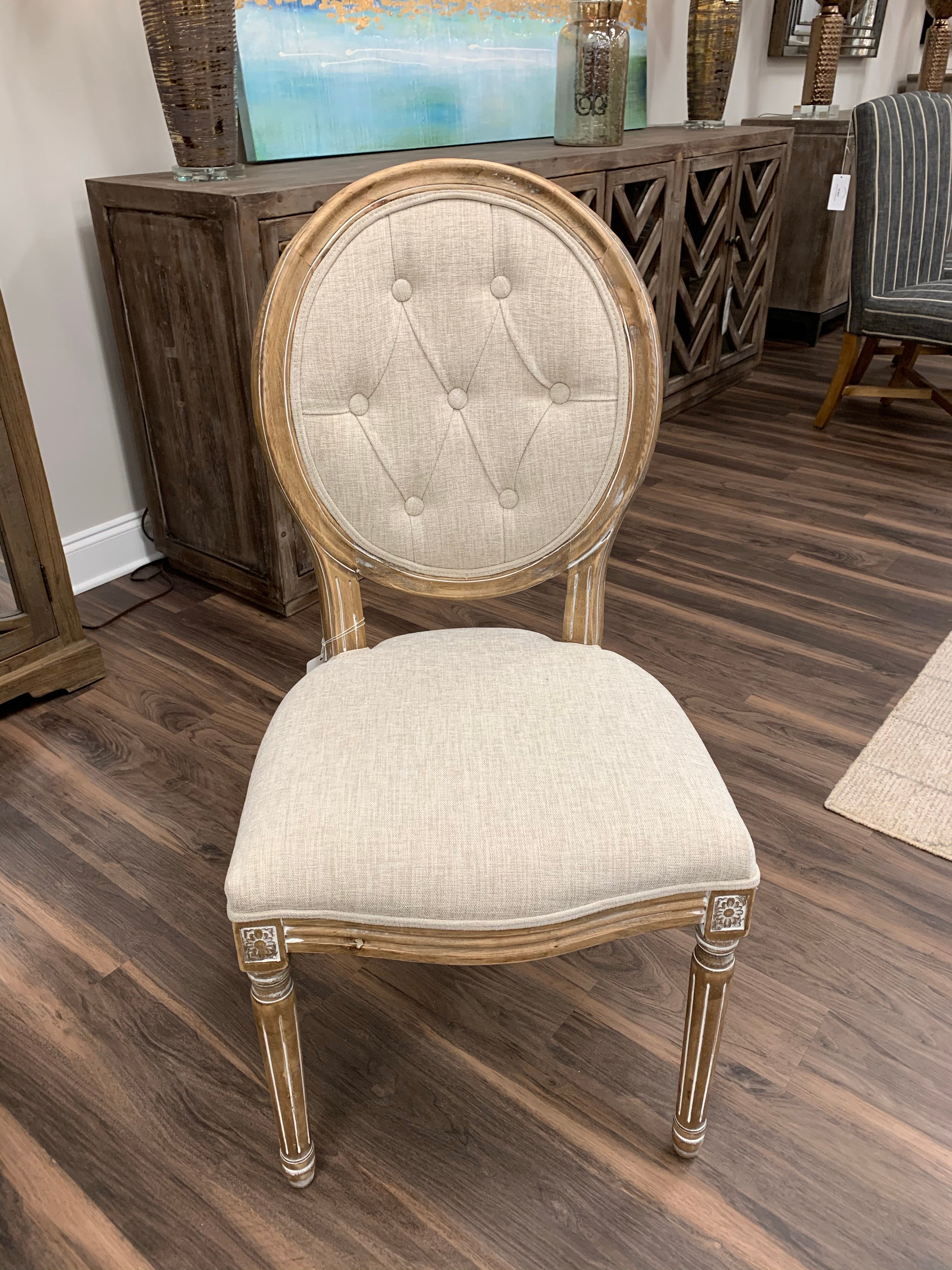 Gretchen Tufted Dining Chairs - French Linen + Natural - Classic Carolina Home