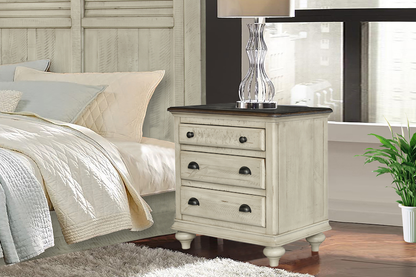 Toccoa 27" Three Drawer Nightstand - Distressed Wheat