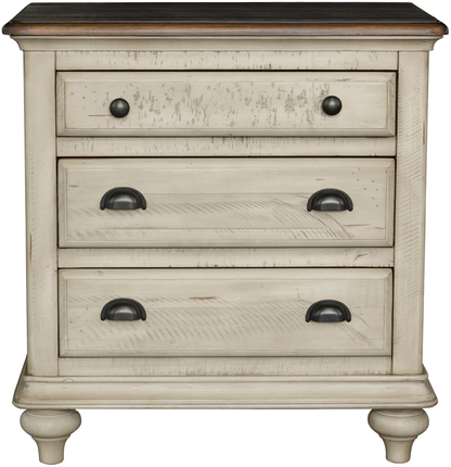 Toccoa 27" Three Drawer Nightstand - Distressed Wheat
