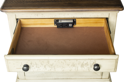 Toccoa 27" Three Drawer Nightstand - Distressed Wheat