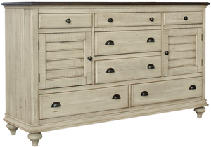 Toccoa 65" 7 Drawer Dresser - Distressed Wheat