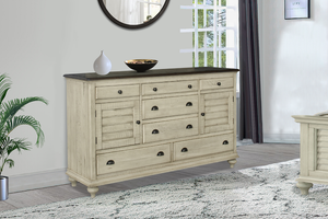 Toccoa 65" 7 Drawer Dresser - Distressed Wheat
