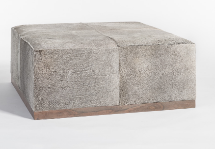 Phoenix 40" Top Grain Leather Ottoman - Frost - Classic Carolina Home