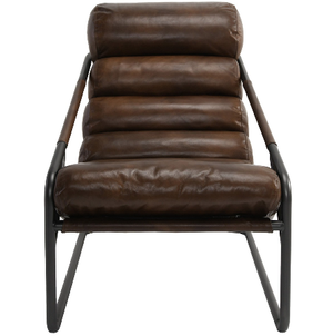 Johnson 26" Top Grain Leather + Iron Accent Chair - Classic Carolina Home