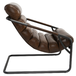 Johnson 26" Top Grain Leather + Iron Accent Chair - Classic Carolina Home