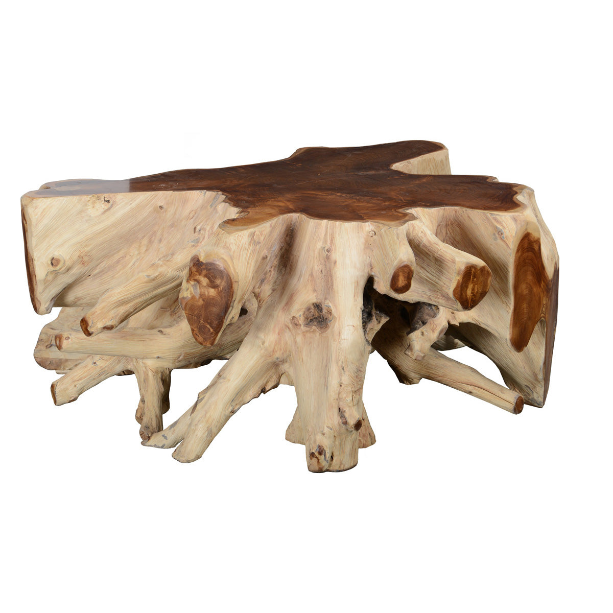 Crete 41" Teak Root Coffee Table - Natural - Classic Carolina Home