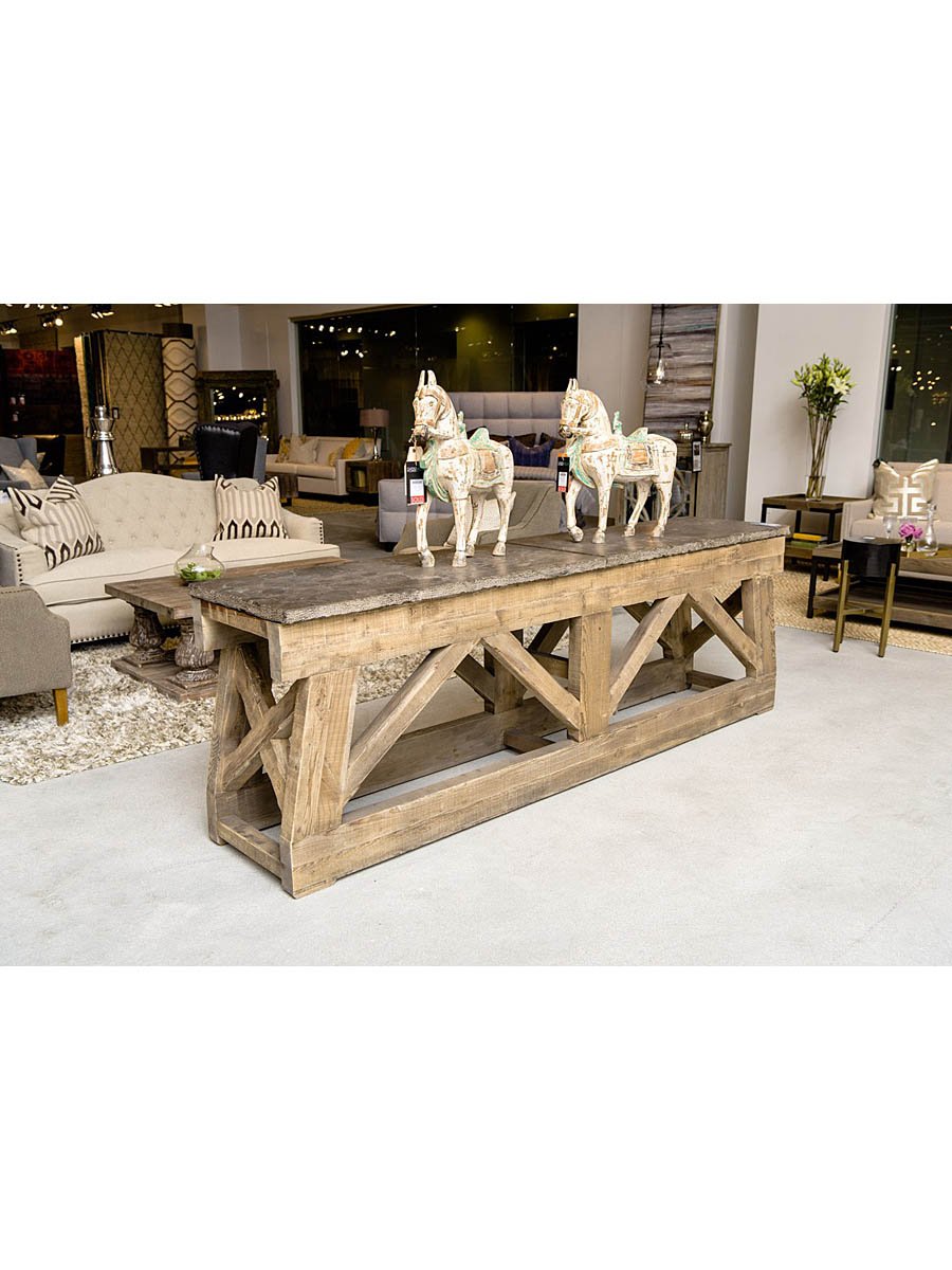 Marlena 100" Blue Stone Top Console Table - Classic Carolina Home