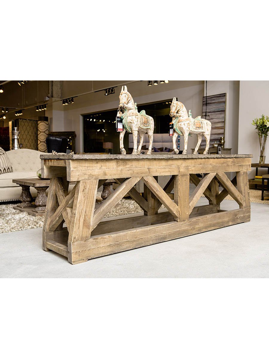 Marlena 100" Blue Stone Top Console Table - Classic Carolina Home