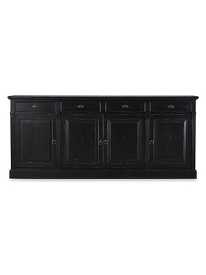 Harris 100" Mahogany 4 Door Sideboard - Black Distressed - Classic Carolina Home