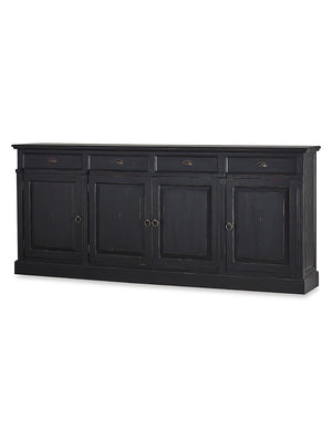 Harris 100" Mahogany 4 Door Sideboard - Black Distressed - Classic Carolina Home