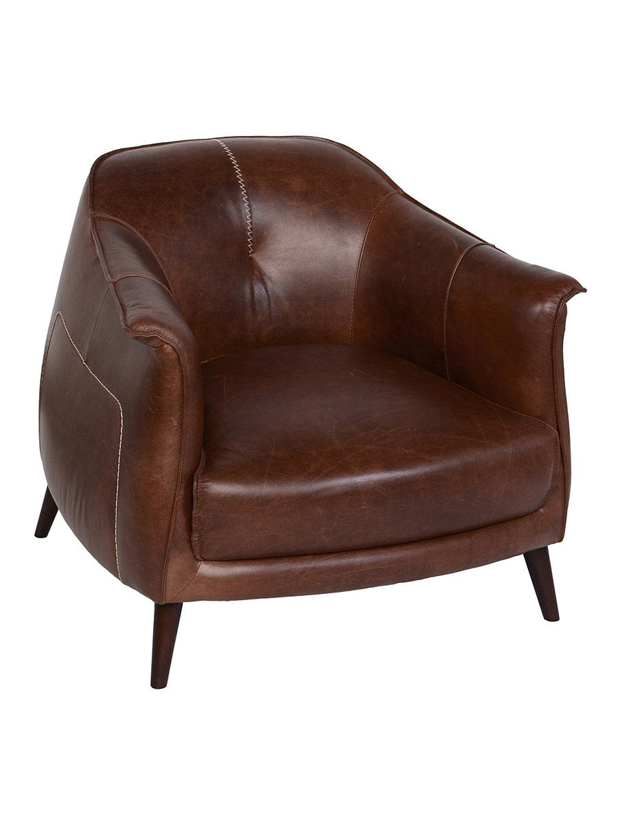 Martin Leather Club Chair - Tan - Classic Carolina Home