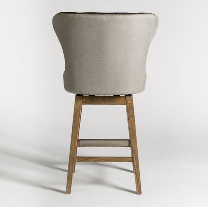 Rockne Swivel Counter Stool - Essex Gray & Antique Charcoal Leather - Classic Carolina Home