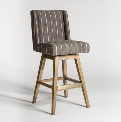 Soho Swivel Barstool - Revere Dusk + Weathered Oak - Classic Carolina Home