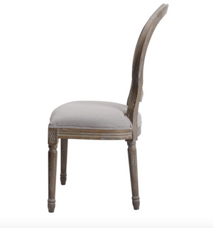 Hartwell Oval Mesh Back Side Chair - Dove Grey Linen - Classic Carolina Home