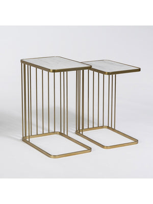 Exeter Marble & Brass Nesting Tables - Set of 2 - Classic Carolina Home