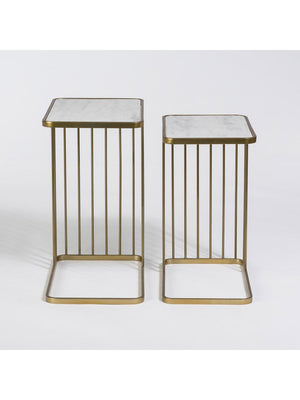 Exeter Marble & Brass Nesting Tables - Set of 2 - Classic Carolina Home