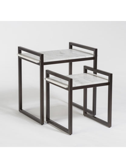 Santa Dominguez Nesting Tables - Gunmetal & Marble - Set of 2 - Classic Carolina Home