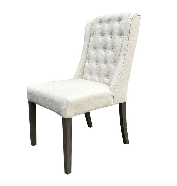 Elsa Tufted Linen Side Chair - Bone + Antique Gray Wash - Classic Carolina Home